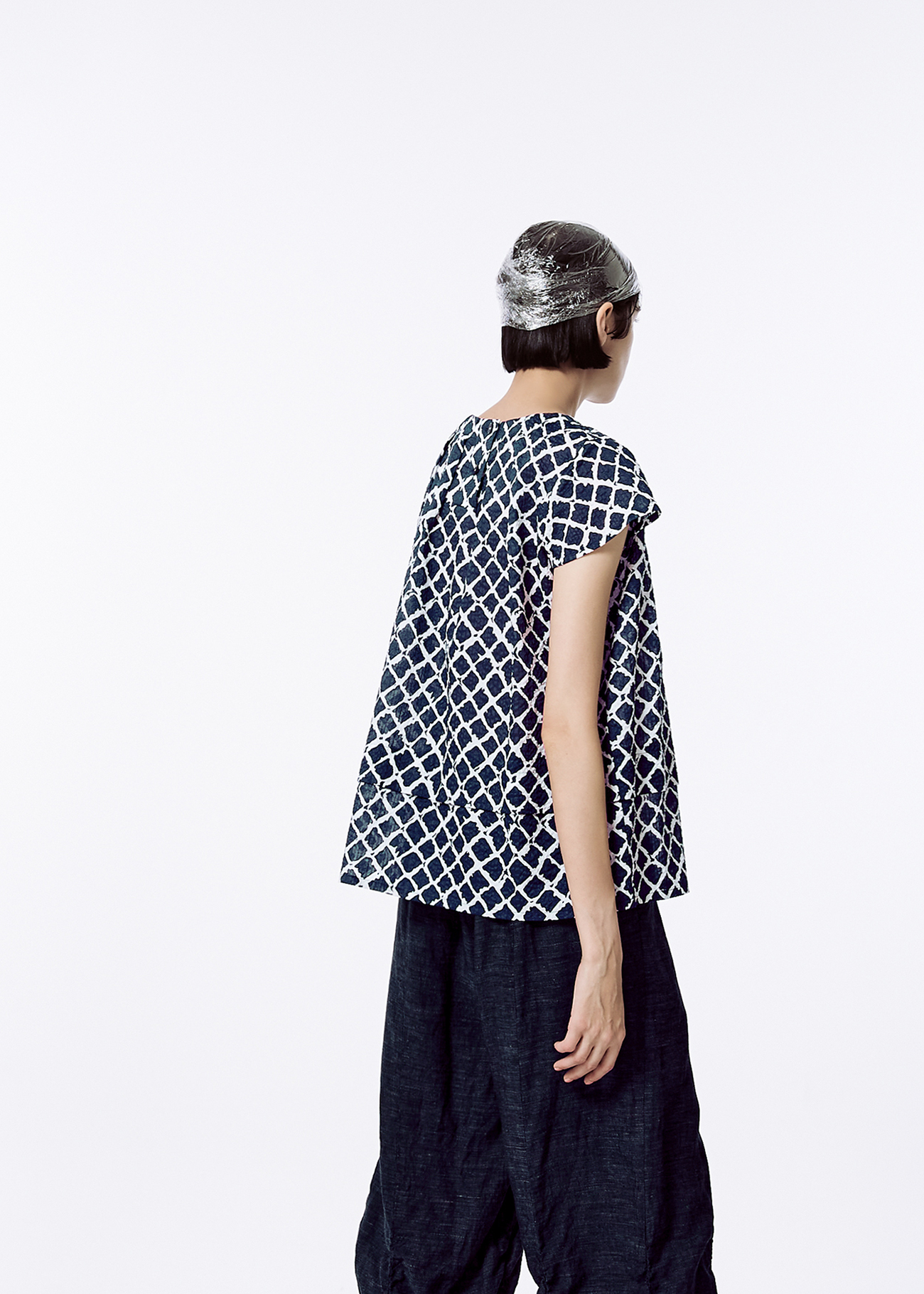 Windowpane Printed Blouse