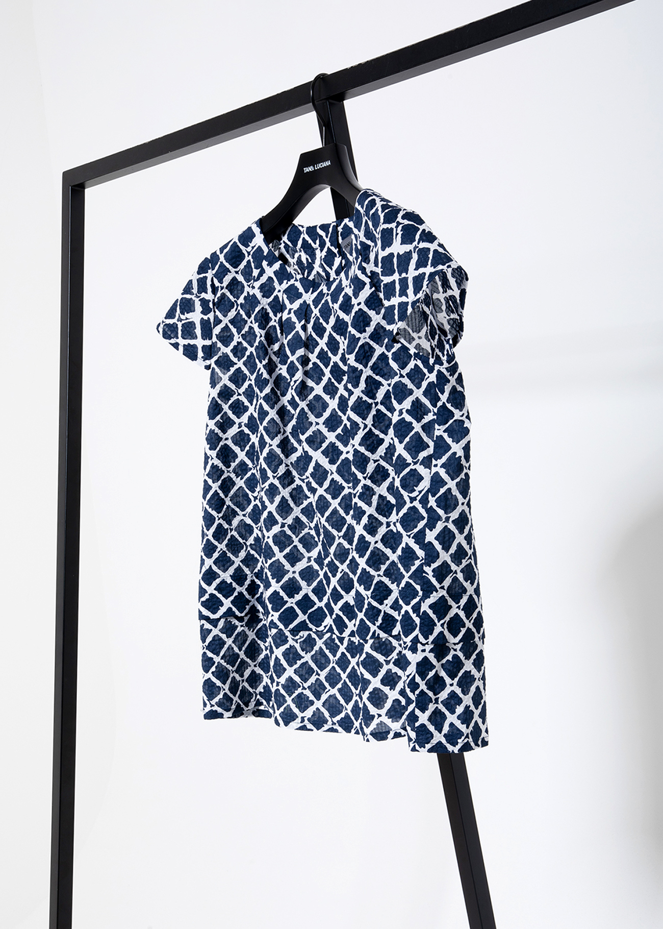 Windowpane Printed Blouse