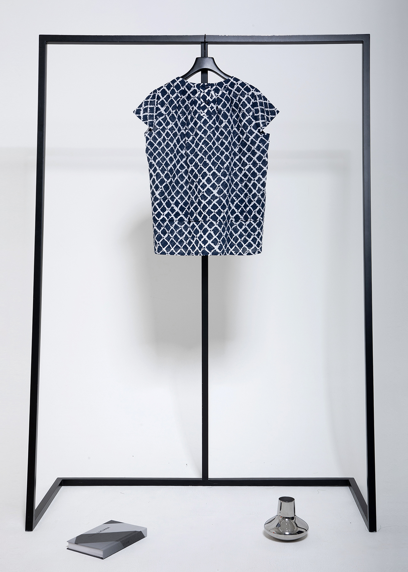 Windowpane Printed Blouse