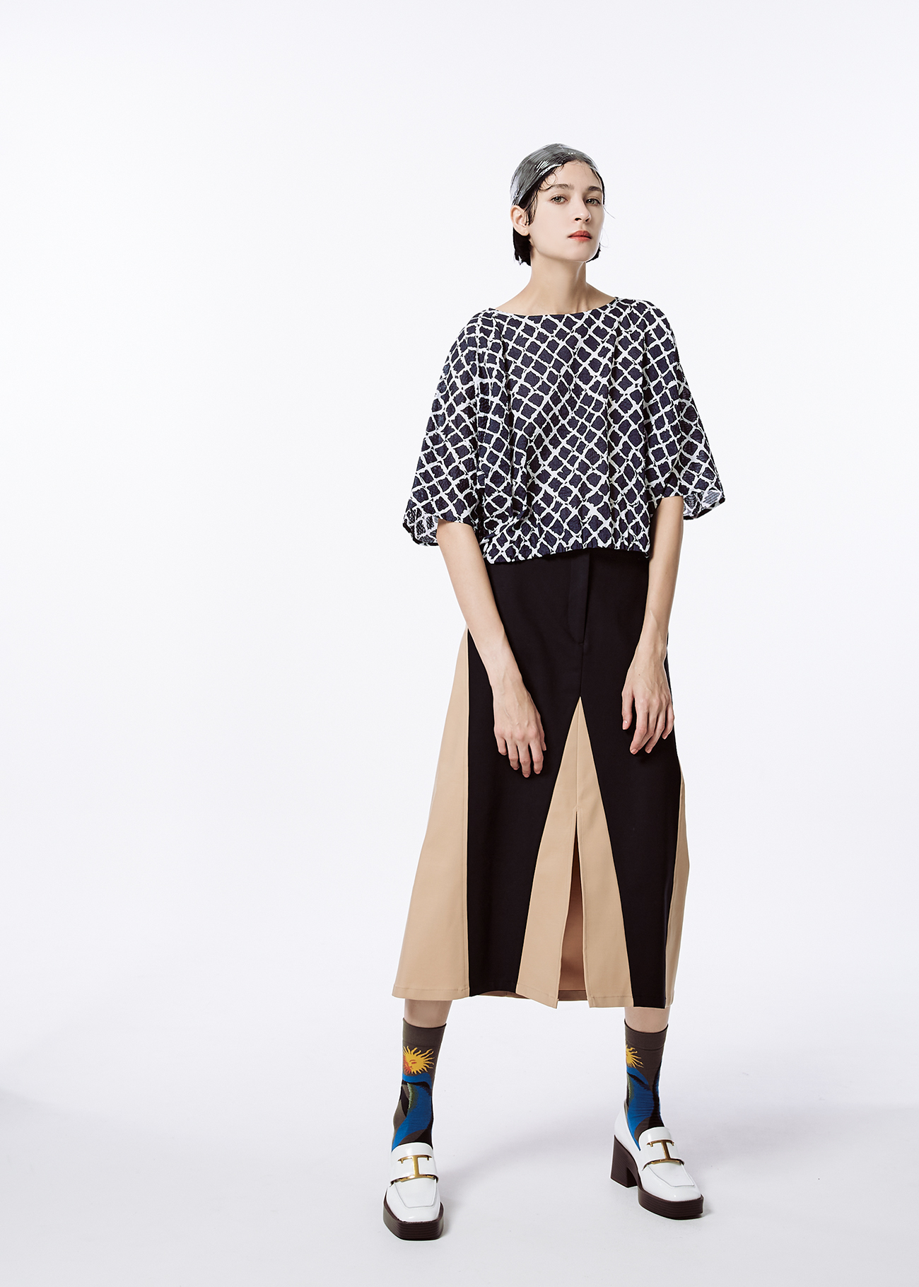 Windowpane Cropped Top