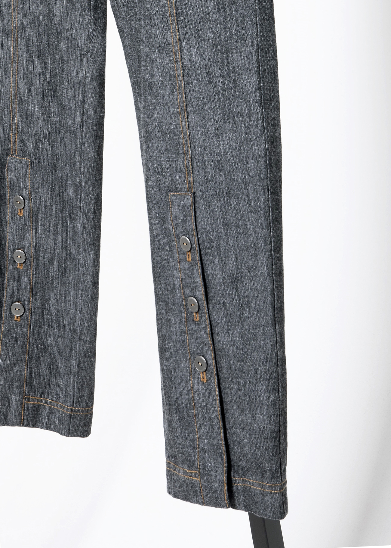 Button Hem Denim Trousers