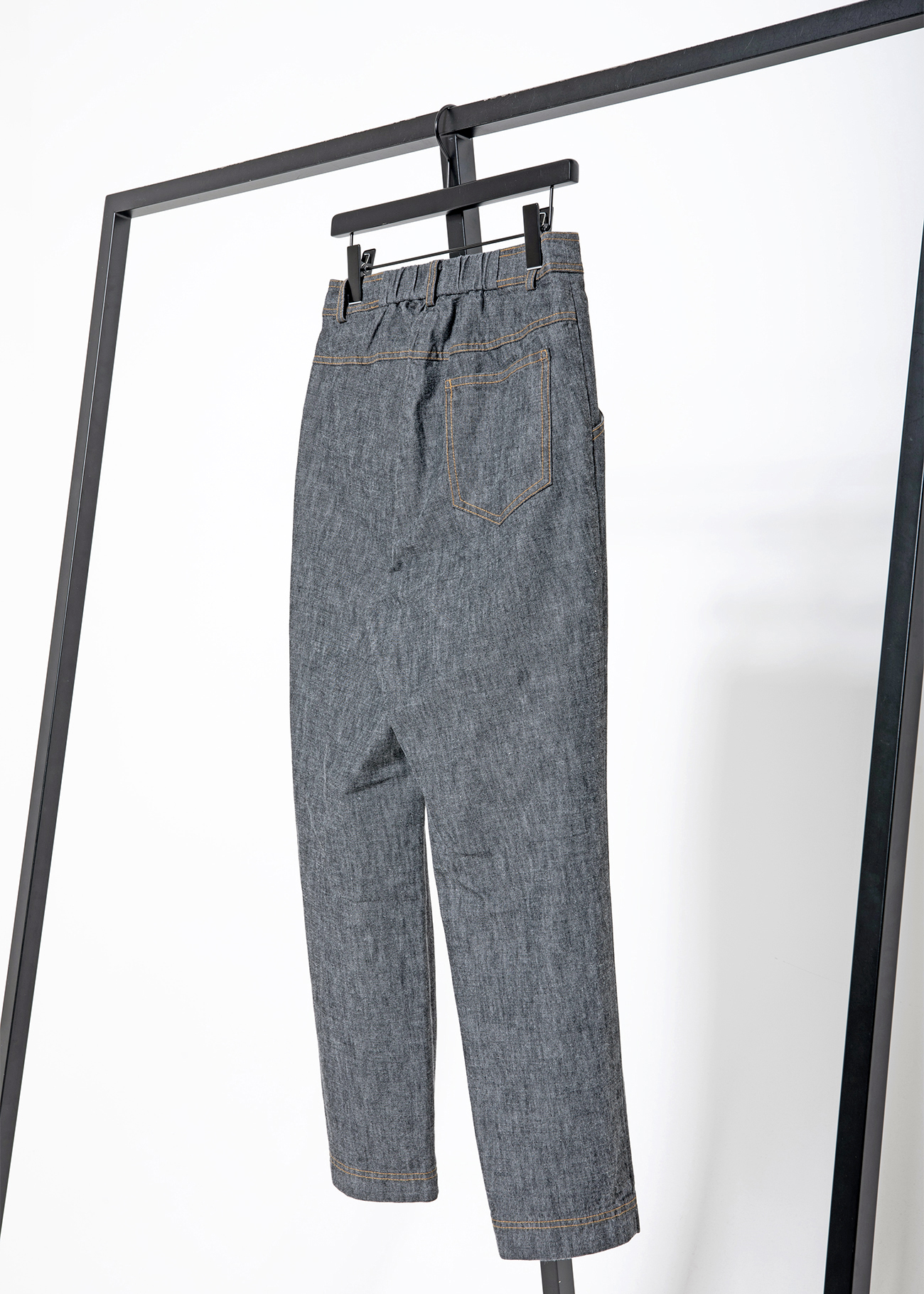 Button Hem Denim Trousers